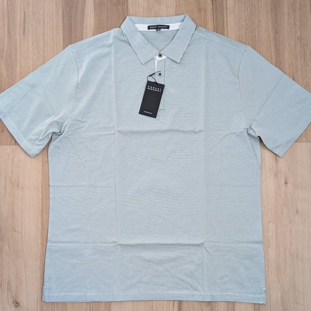 NWT Robert Barakett Clermont Short Sleeve Striped Light Green Polo XXL